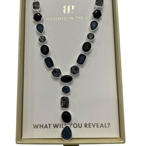 Bomb Party- Crystal Pops &Sugar Drops Luxe Licorice Necklace Silver Plating NIB